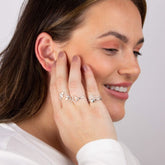 Double Row Wishbone Ring with Cubic Zirconia